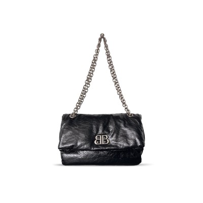 BALENCIAGA WOMEN'S MONACO BAG SMALL IN BLACK 7659662AAQ81000 (27.9*18*9.9cm)
